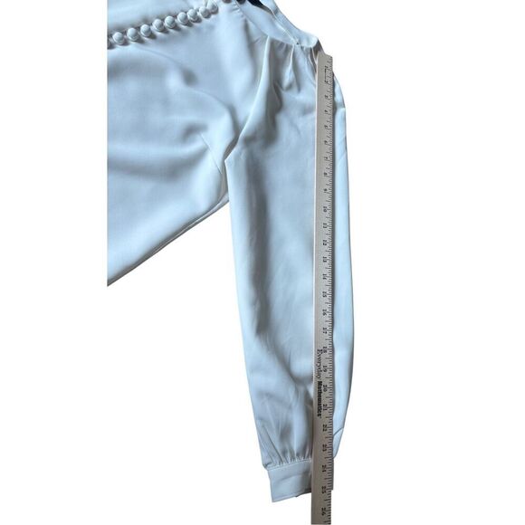 NEW Banana Republic Covered Button Blouse size M Snow Day White - Picture 7 of 11